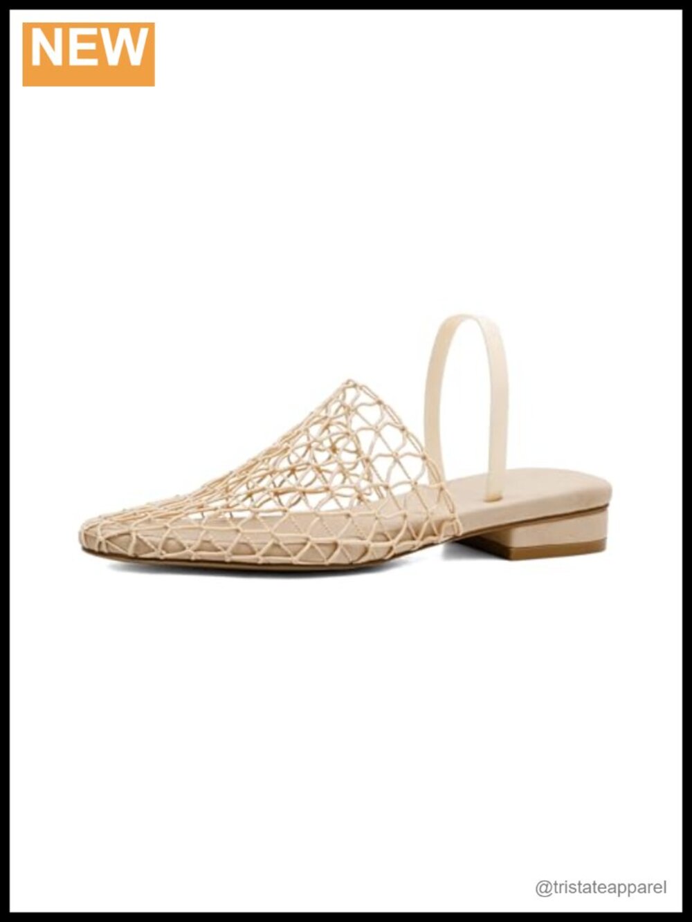 Mesh Flat Sandals Woven Fishnet Round Toe Low Heel Slides Casual